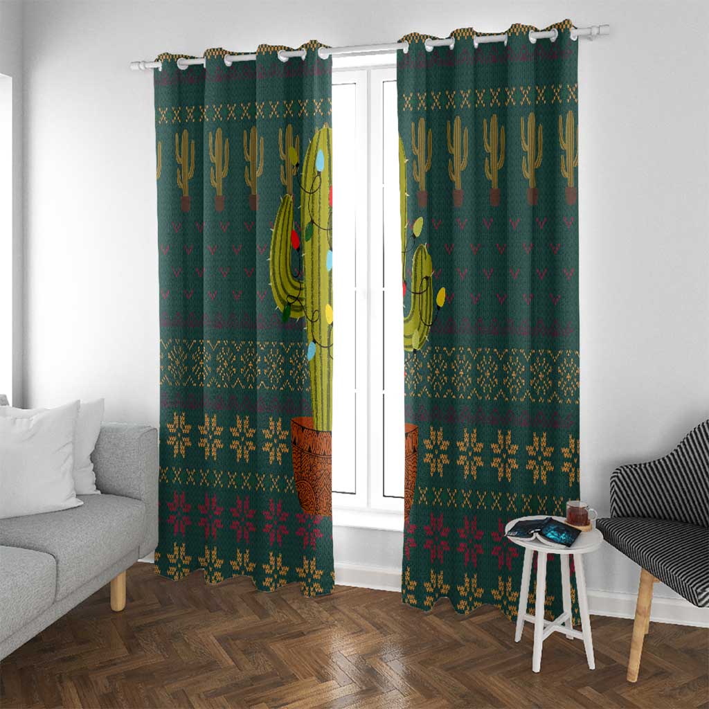 Cactus Christmas Window Curtain Xmas Holiday Patterns - Wonder Print Shop