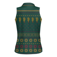 Cactus Christmas Women Sleeveless Polo Shirt Xmas Holiday Patterns - Wonder Print Shop