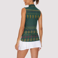 Cactus Christmas Women Sleeveless Polo Shirt Xmas Holiday Patterns - Wonder Print Shop