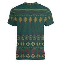 Cactus Christmas Women V-Neck T-Shirt Xmas Holiday Patterns - Wonder Print Shop