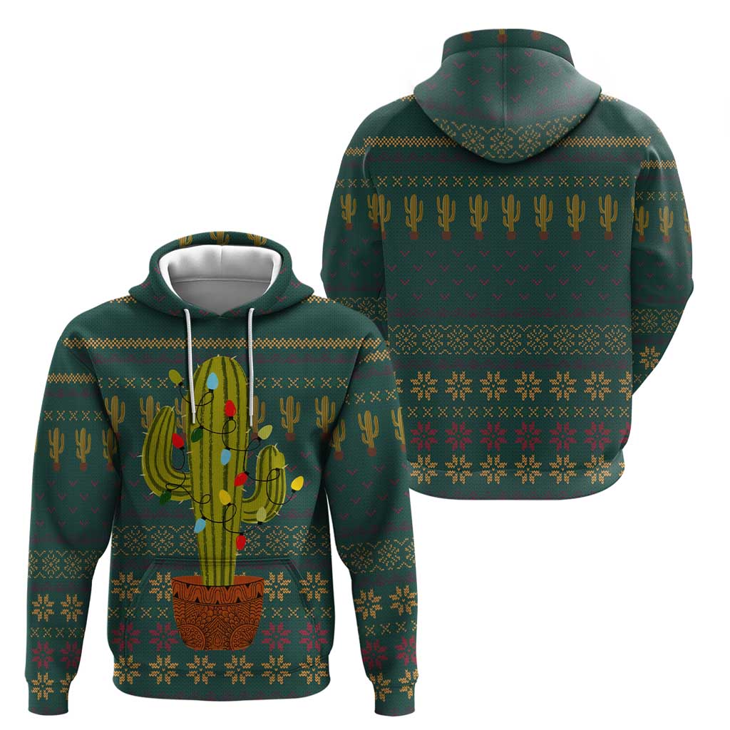 Cactus Christmas Zip Hoodie Xmas Holiday Patterns - Wonder Print Shop