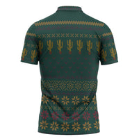Cactus Christmas Zipper Polo Shirt Xmas Holiday Patterns - Wonder Print Shop