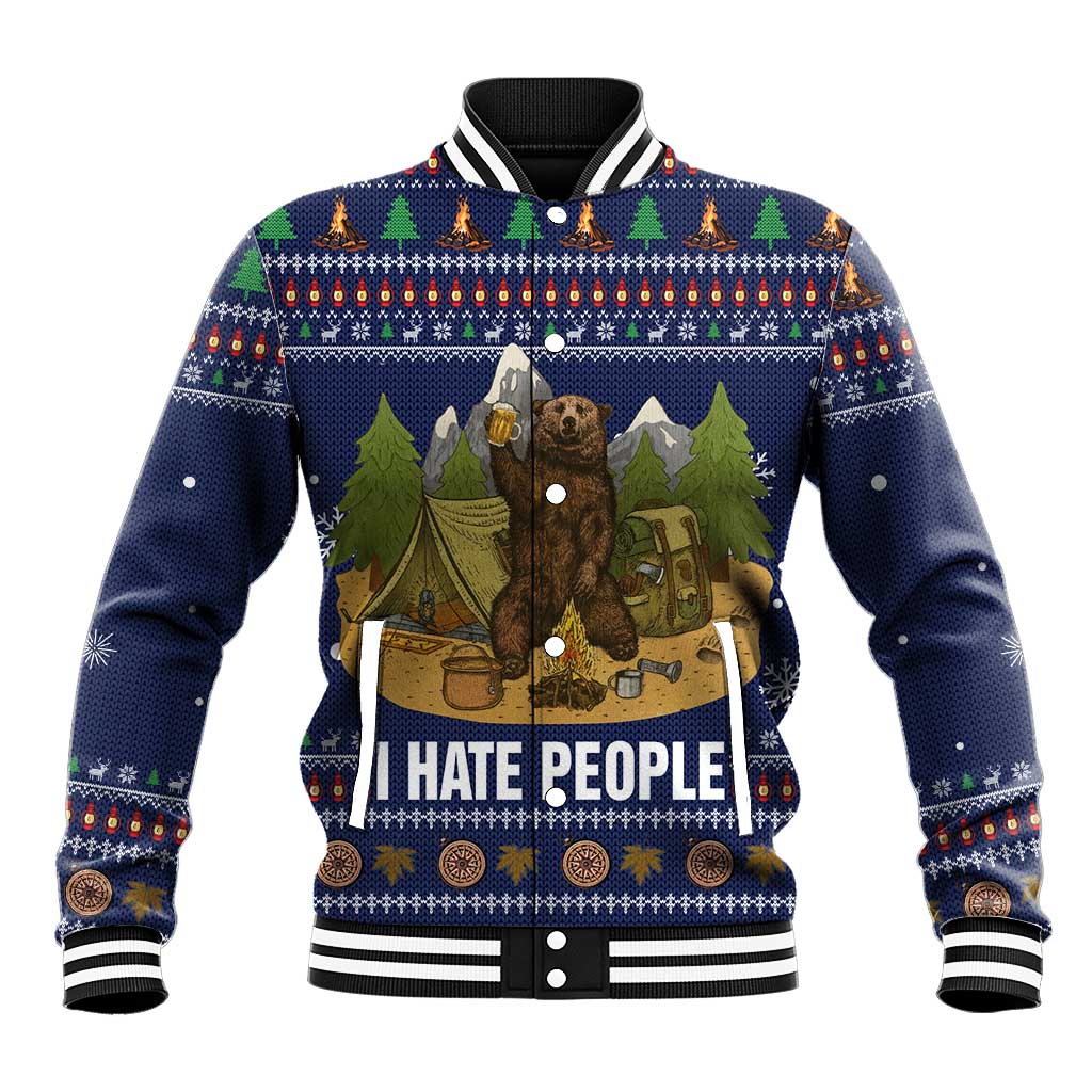 Camping I Hate People Christmas Baseball Jacket Xmas Holiday Patterns - Wonder Print Shop