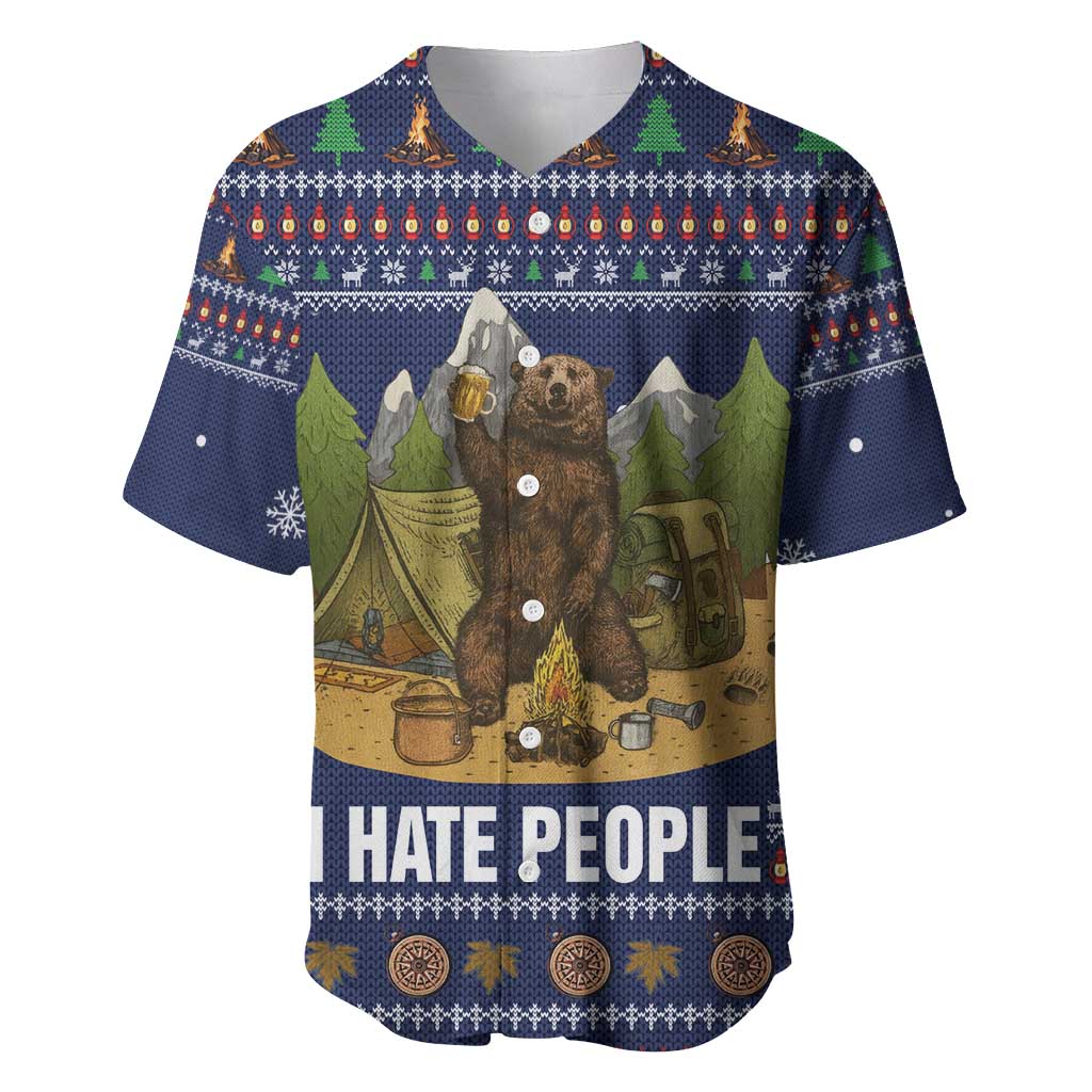 Camping I Hate People Christmas Baseball Jersey Xmas Holiday Patterns - Wonder Print Shop