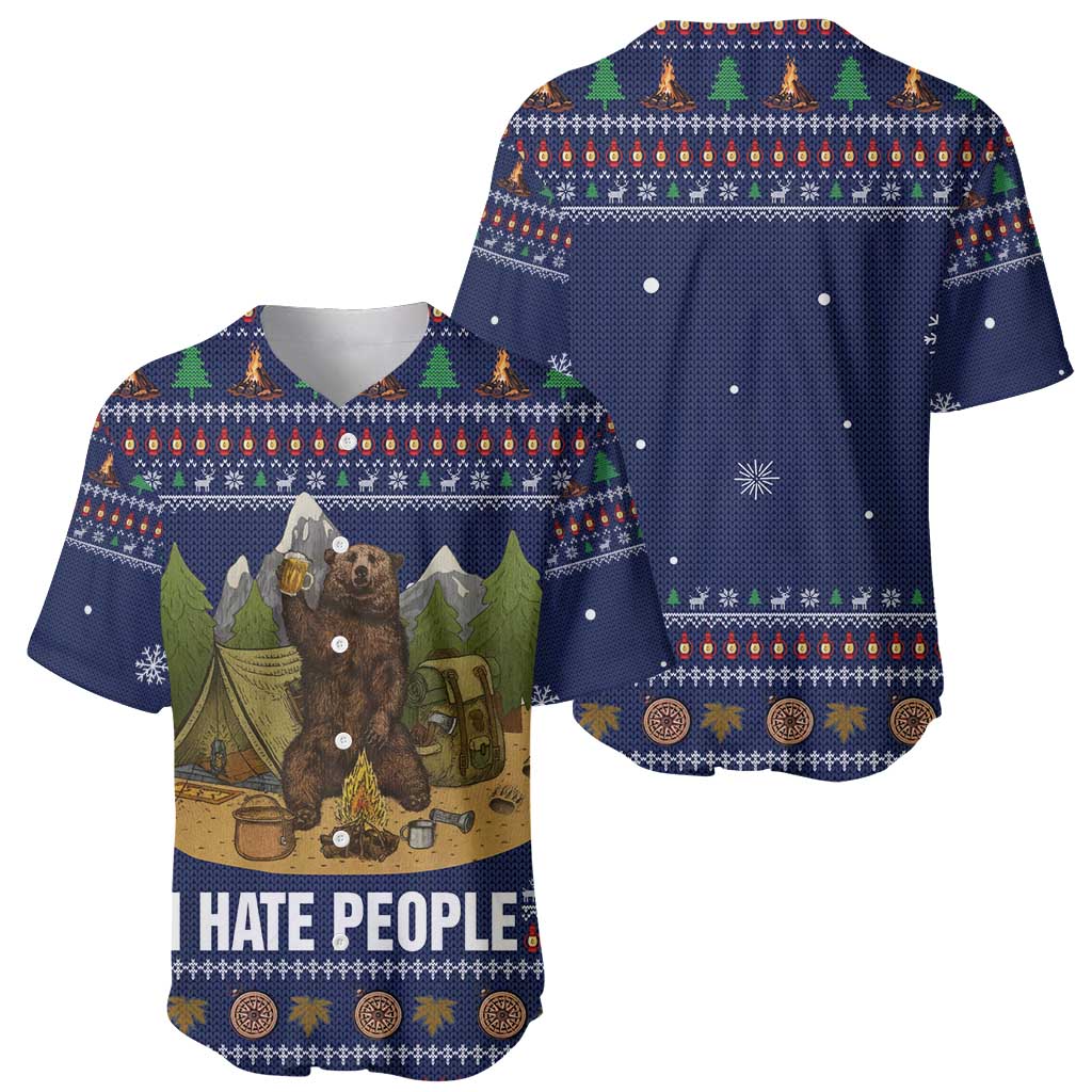 Camping I Hate People Christmas Baseball Jersey Xmas Holiday Patterns - Wonder Print Shop