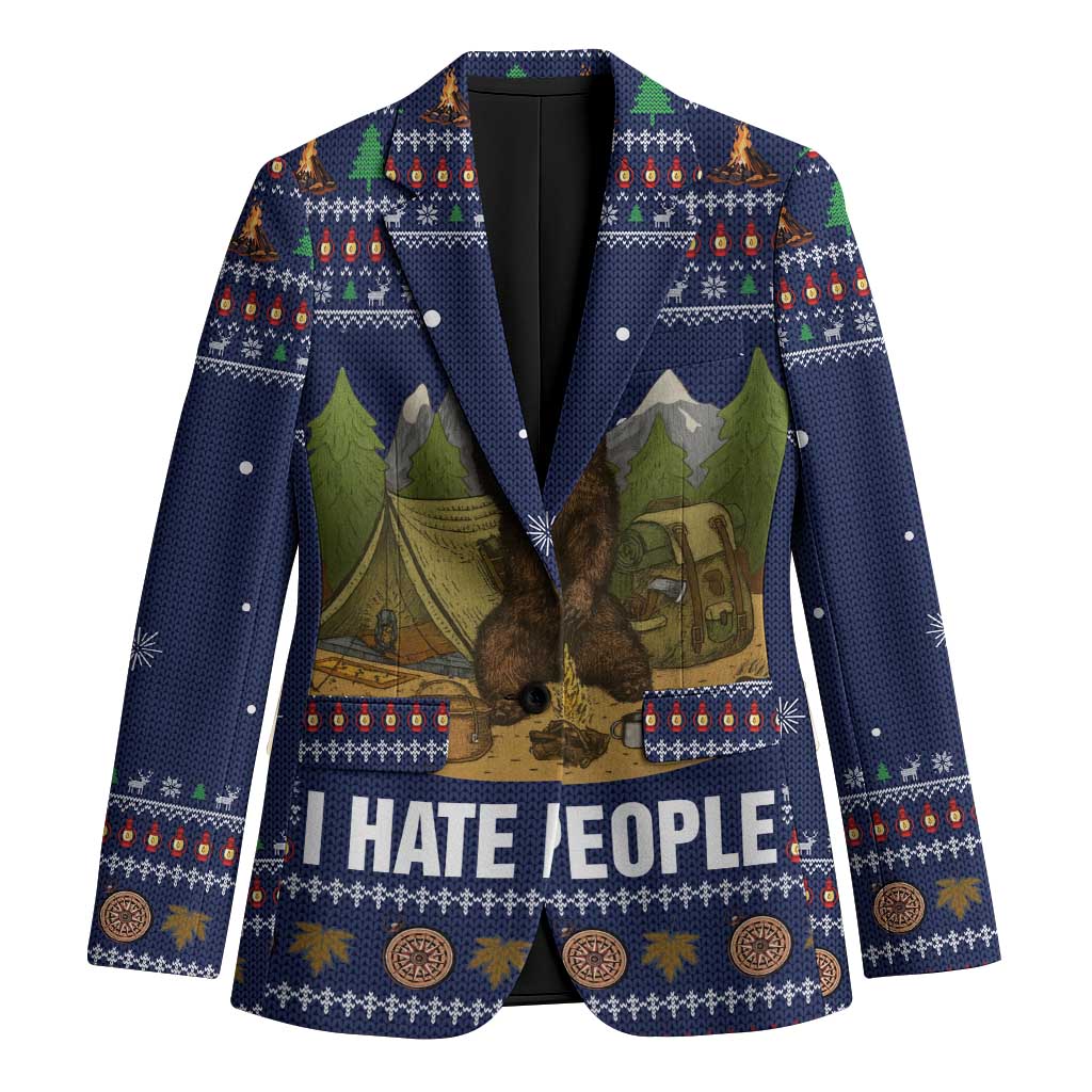 Camping I Hate People Christmas Blazer Xmas Holiday Patterns - Wonder Print Shop