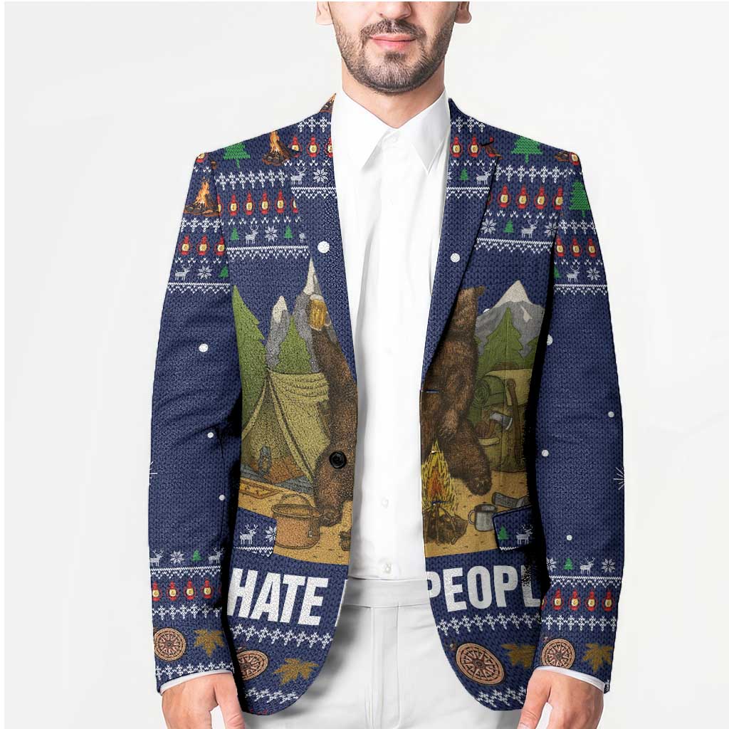Camping I Hate People Christmas Blazer Xmas Holiday Patterns - Wonder Print Shop