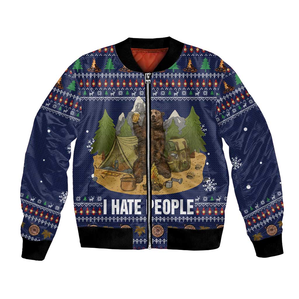 Camping I Hate People Christmas Bomber Jacket Xmas Holiday Patterns - Wonder Print Shop