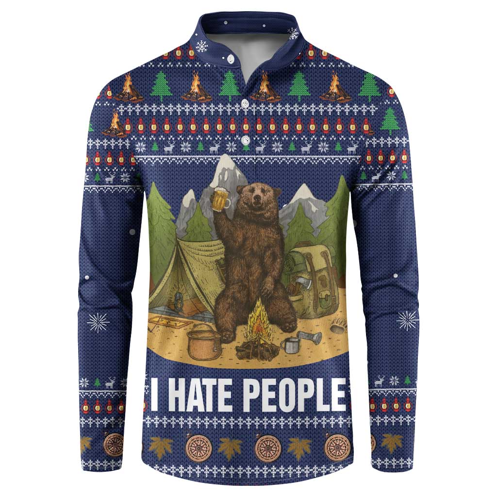 Camping I Hate People Christmas Button Sweatshirt Xmas Holiday Patterns - Wonder Print Shop