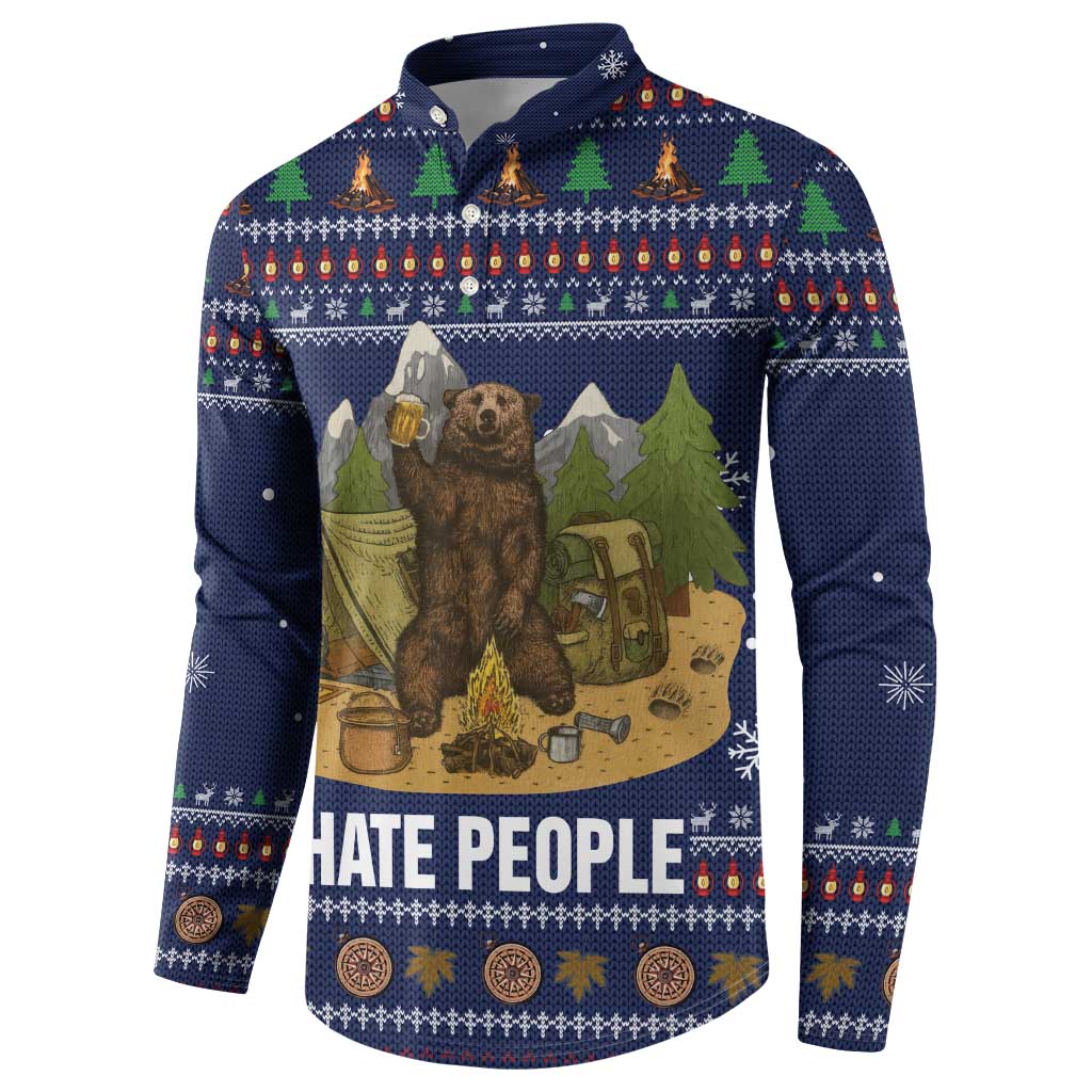 Camping I Hate People Christmas Button Sweatshirt Xmas Holiday Patterns - Wonder Print Shop