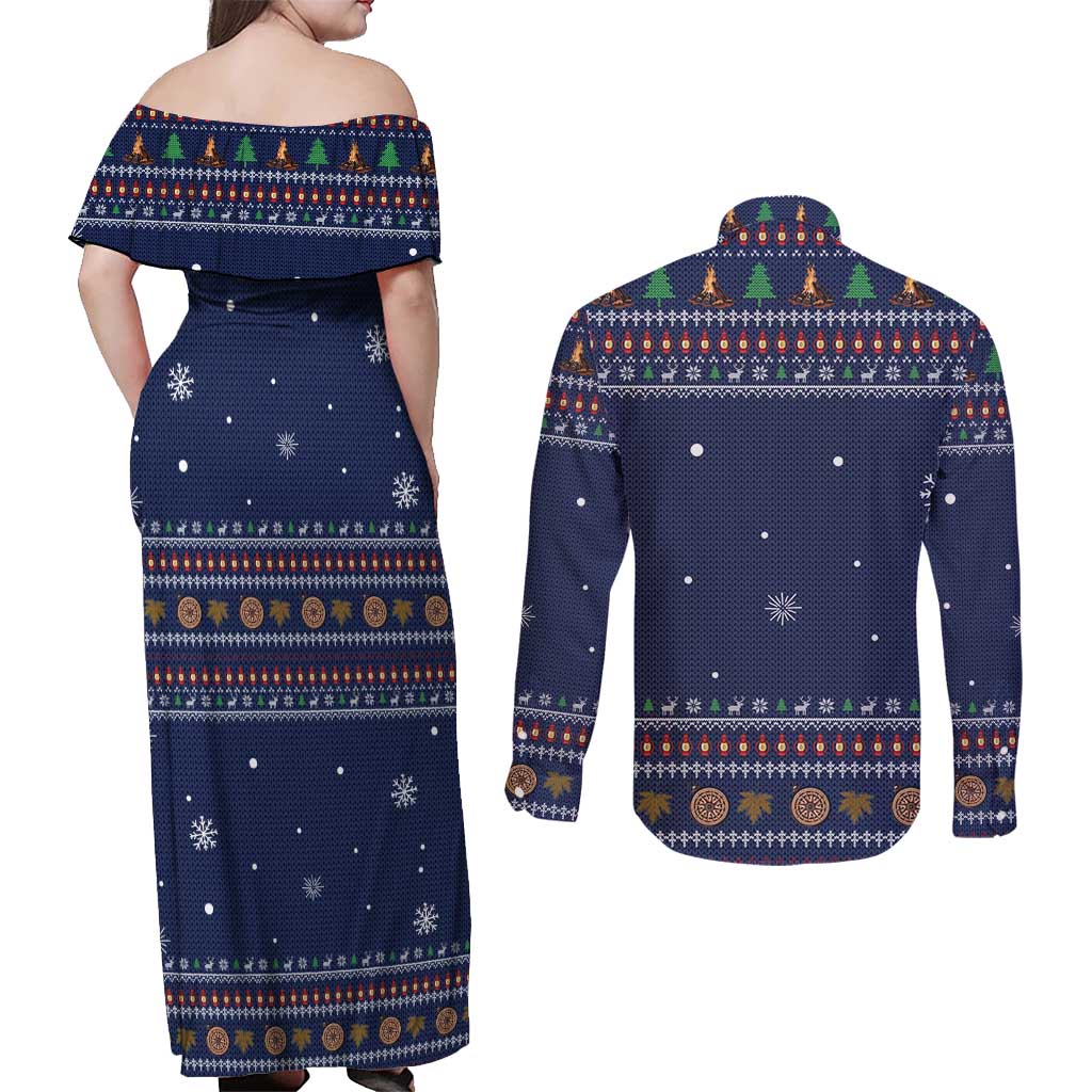 Camping I Hate People Christmas Couples Matching Off Shoulder Maxi Dress and Long Sleeve Button Shirt Xmas Holiday Patterns - Wonder Print Shop