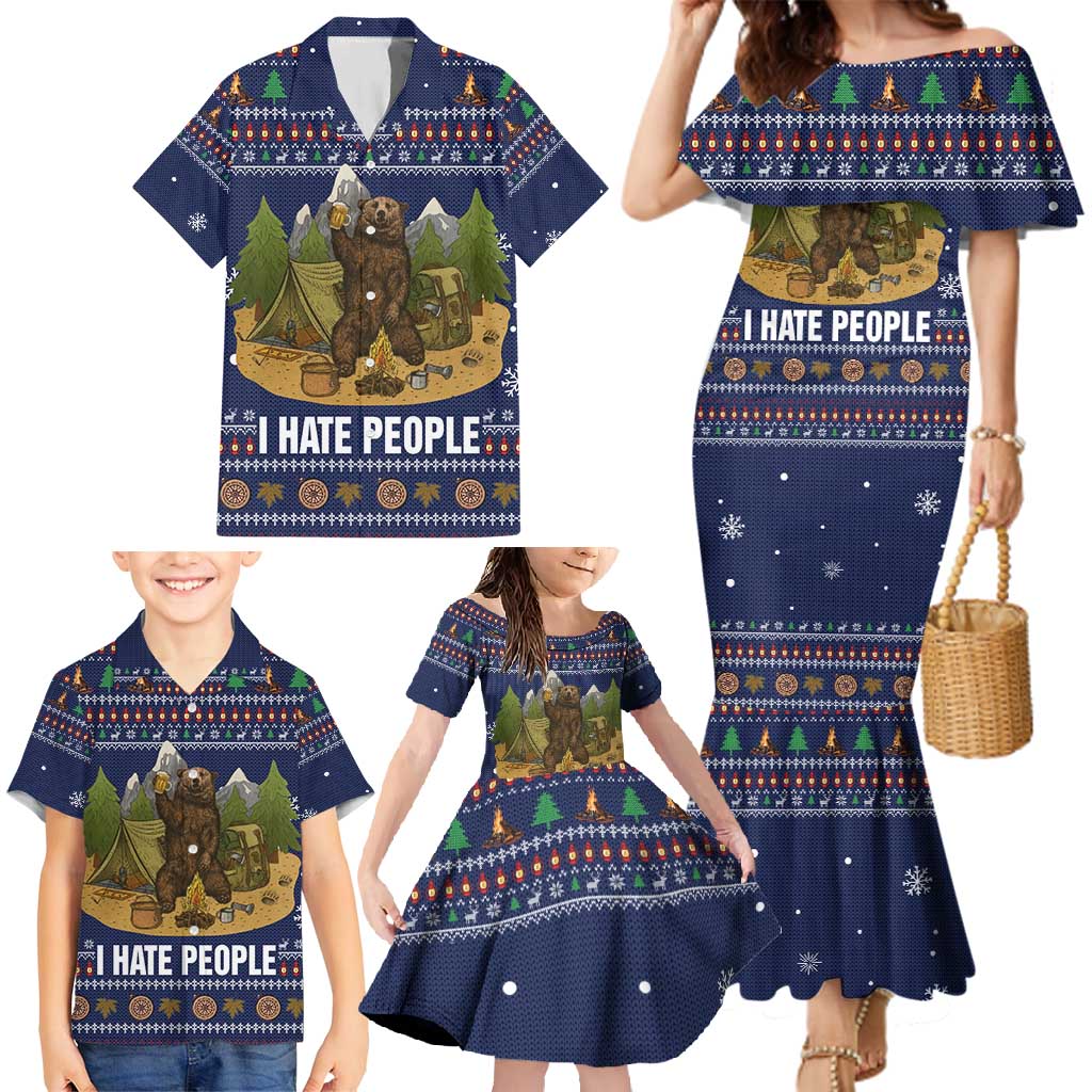 Camping I Hate People Christmas Family Matching Mermaid Dress and Hawaiian Shirt Xmas Holiday Patterns - Wonder Print Shop