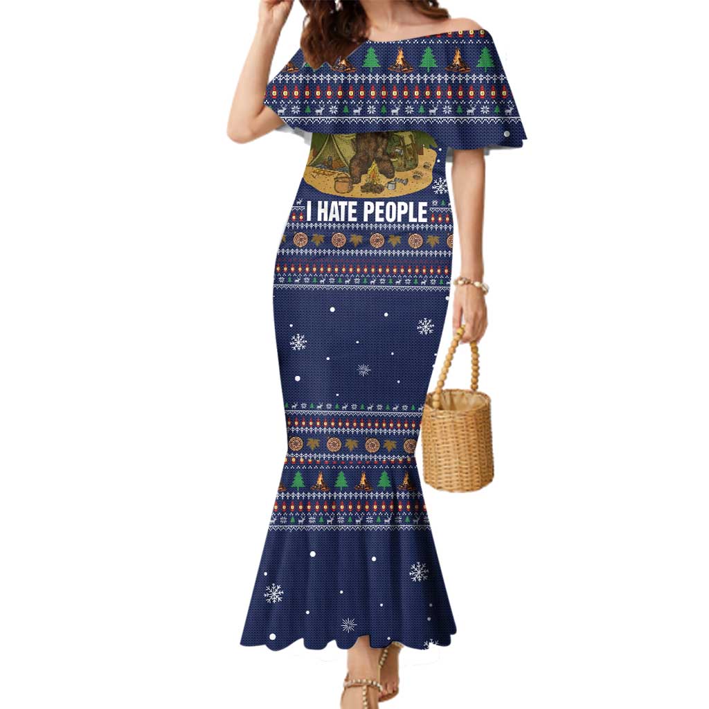 Camping I Hate People Christmas Family Matching Mermaid Dress and Hawaiian Shirt Xmas Holiday Patterns - Wonder Print Shop