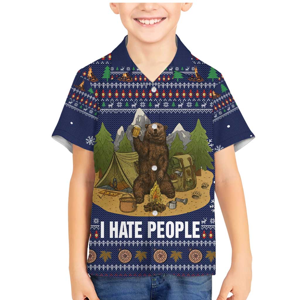 Camping I Hate People Christmas Family Matching Mermaid Dress and Hawaiian Shirt Xmas Holiday Patterns - Wonder Print Shop