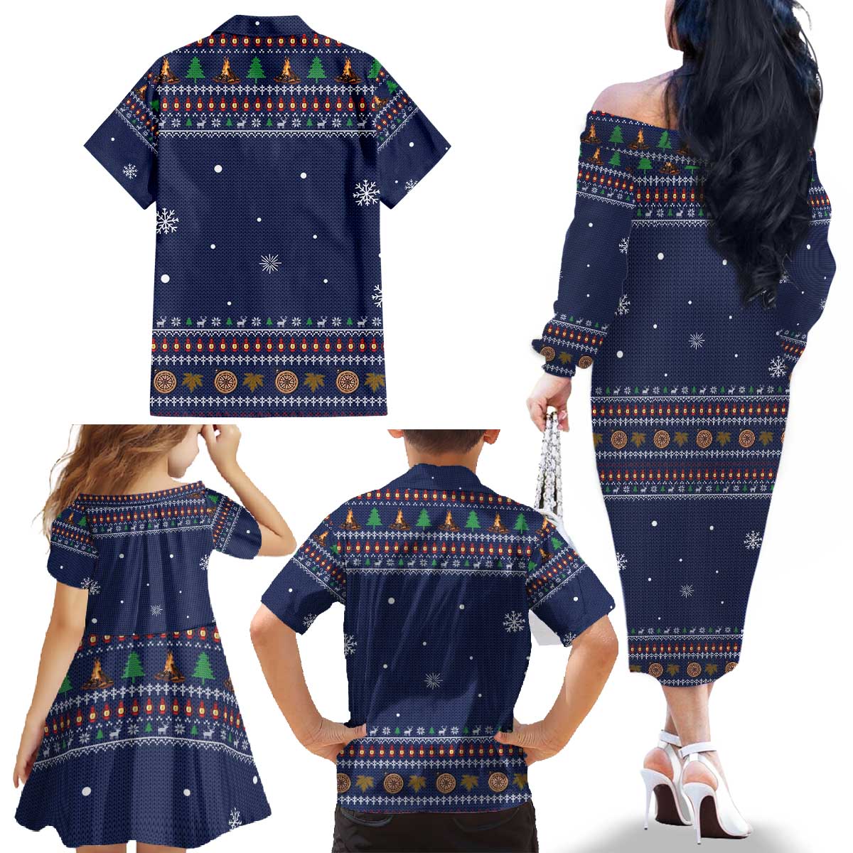 Camping I Hate People Christmas Family Matching Off The Shoulder Long Sleeve Dress and Hawaiian Shirt Xmas Holiday Patterns - Wonder Print Shop