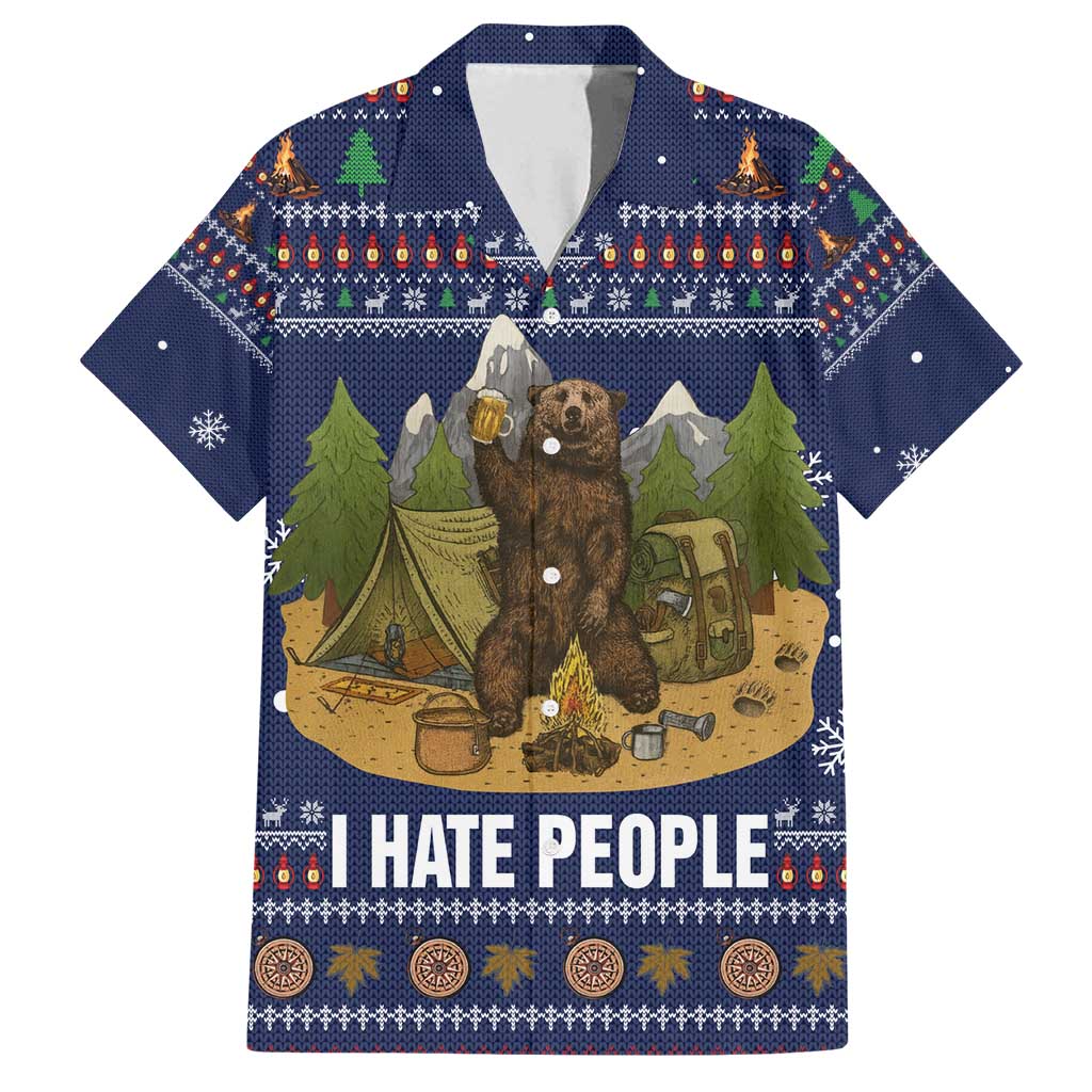 Camping I Hate People Christmas Family Matching Off Shoulder Maxi Dress and Hawaiian Shirt Xmas Holiday Patterns - Wonder Print Shop