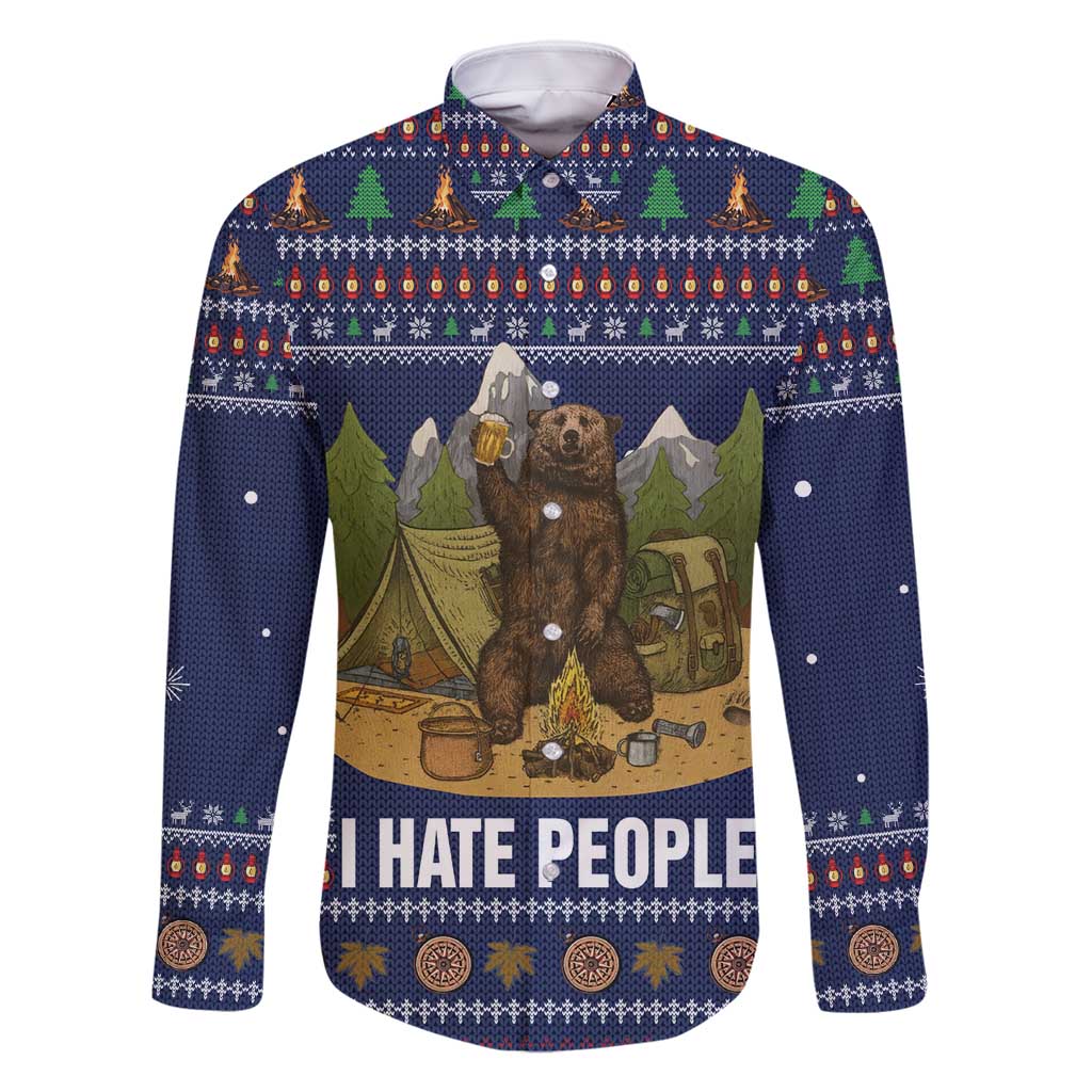 Camping I Hate People Christmas Family Matching Off Shoulder Maxi Dress and Hawaiian Shirt Xmas Holiday Patterns - Wonder Print Shop