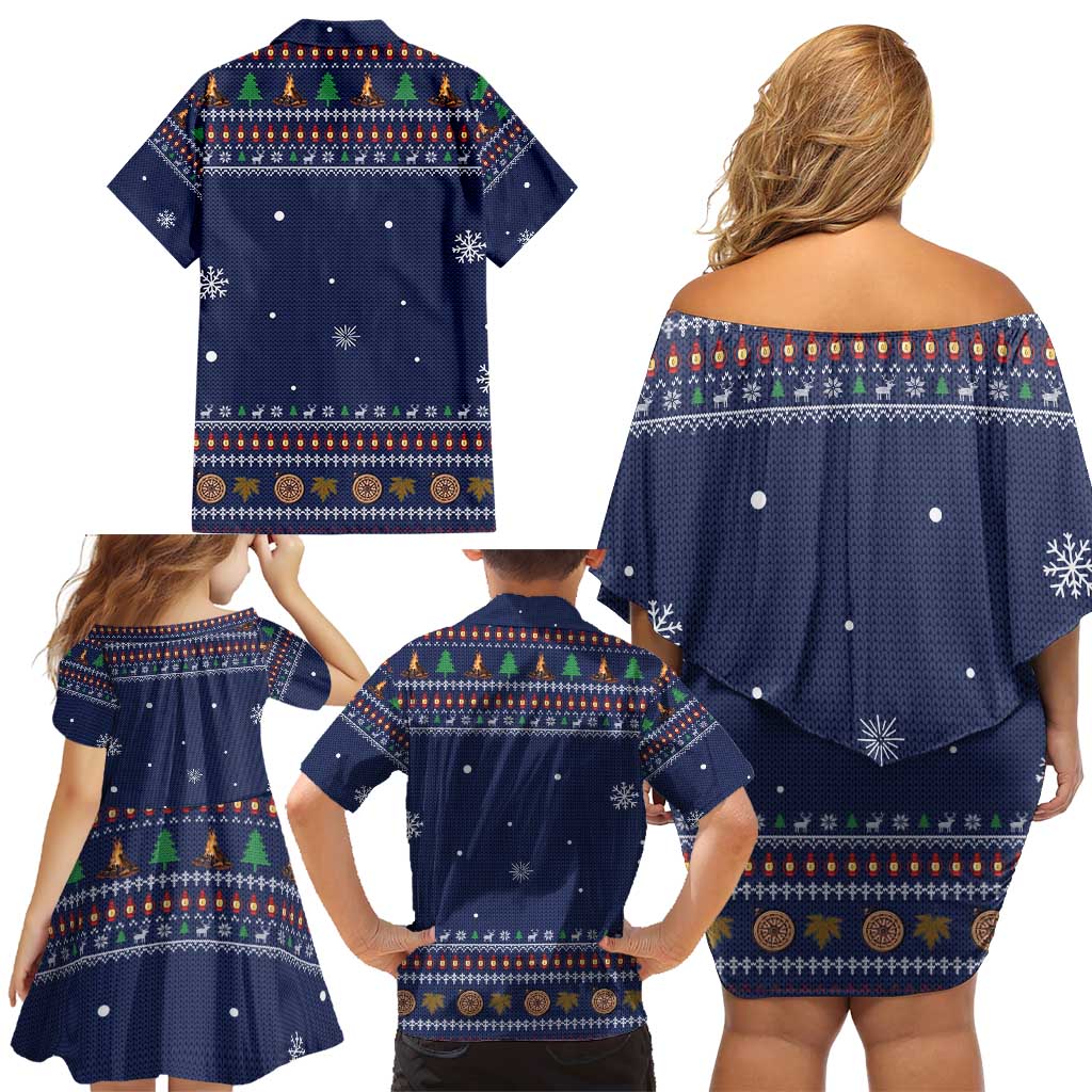 Camping I Hate People Christmas Family Matching Off Shoulder Short Dress and Hawaiian Shirt Xmas Holiday Patterns - Wonder Print Shop