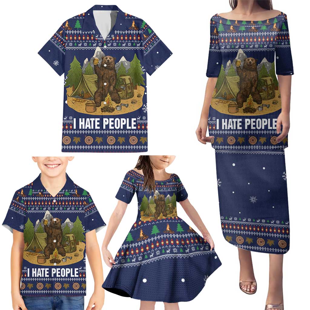 Camping I Hate People Christmas Family Matching Puletasi and Hawaiian Shirt Xmas Holiday Patterns - Wonder Print Shop