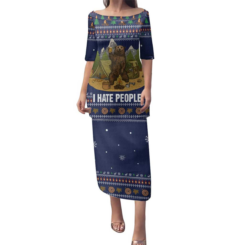 Camping I Hate People Christmas Family Matching Puletasi and Hawaiian Shirt Xmas Holiday Patterns - Wonder Print Shop
