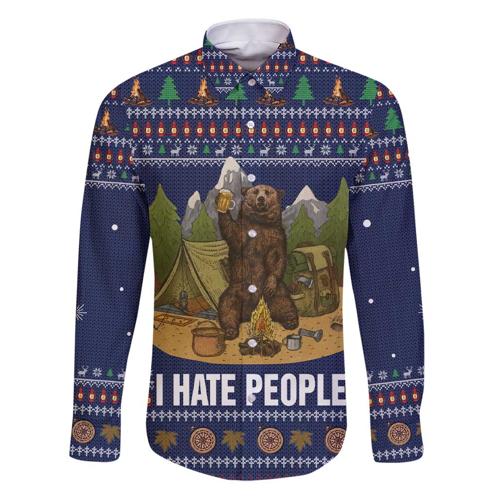 Camping I Hate People Christmas Family Matching Short Sleeve Bodycon Dress and Hawaiian Shirt Xmas Holiday Patterns - Wonder Print Shop