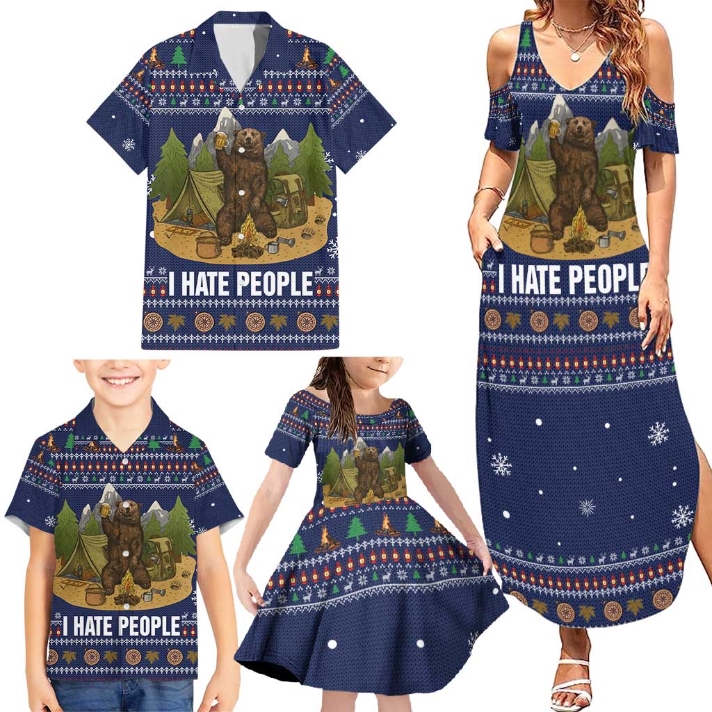 Camping I Hate People Christmas Family Matching Summer Maxi Dress and Hawaiian Shirt Xmas Holiday Patterns - Wonder Print Shop