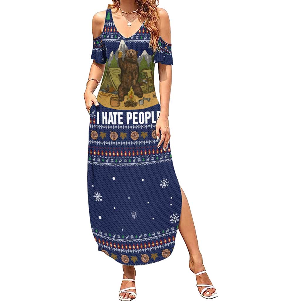 Camping I Hate People Christmas Family Matching Summer Maxi Dress and Hawaiian Shirt Xmas Holiday Patterns - Wonder Print Shop