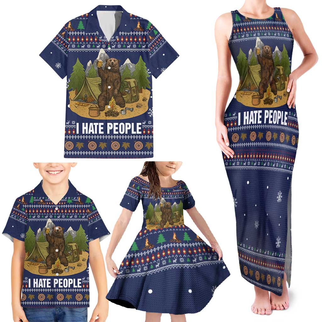 Camping I Hate People Christmas Family Matching Tank Maxi Dress and Hawaiian Shirt Xmas Holiday Patterns - Wonder Print Shop