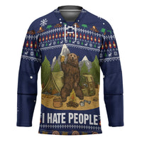 Camping I Hate People Christmas Hockey Jersey Xmas Holiday Patterns - Wonder Print Shop