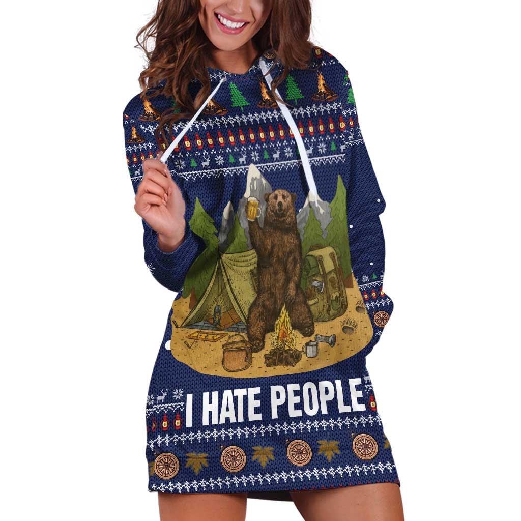 Camping I Hate People Christmas Hoodie Dress Xmas Holiday Patterns - Wonder Print Shop