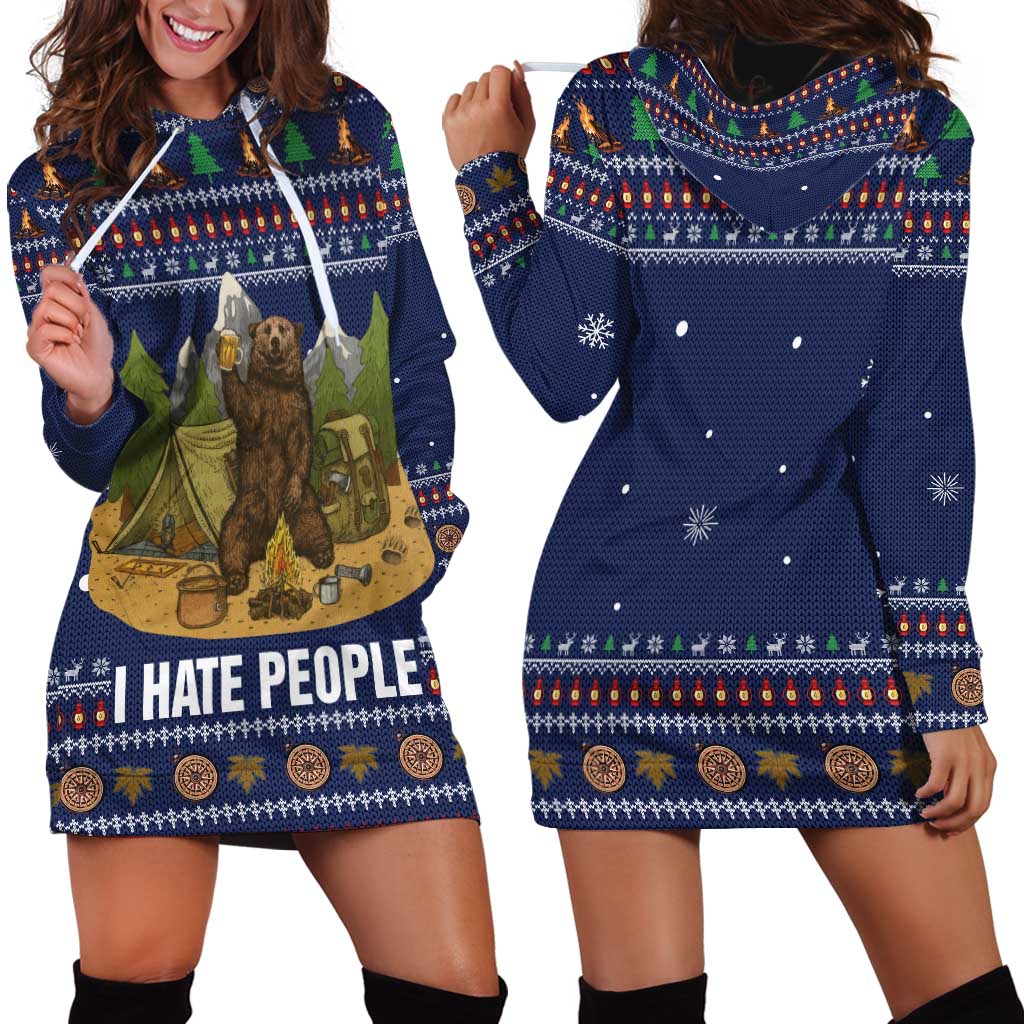 Camping I Hate People Christmas Hoodie Dress Xmas Holiday Patterns - Wonder Print Shop