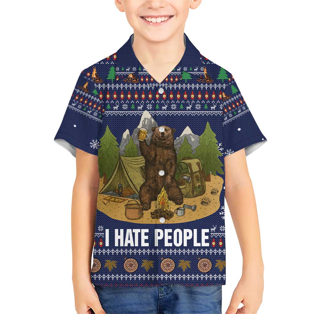 Camping I Hate People Christmas Kid Hawaiian Shirt Xmas Holiday Patterns - Wonder Print Shop