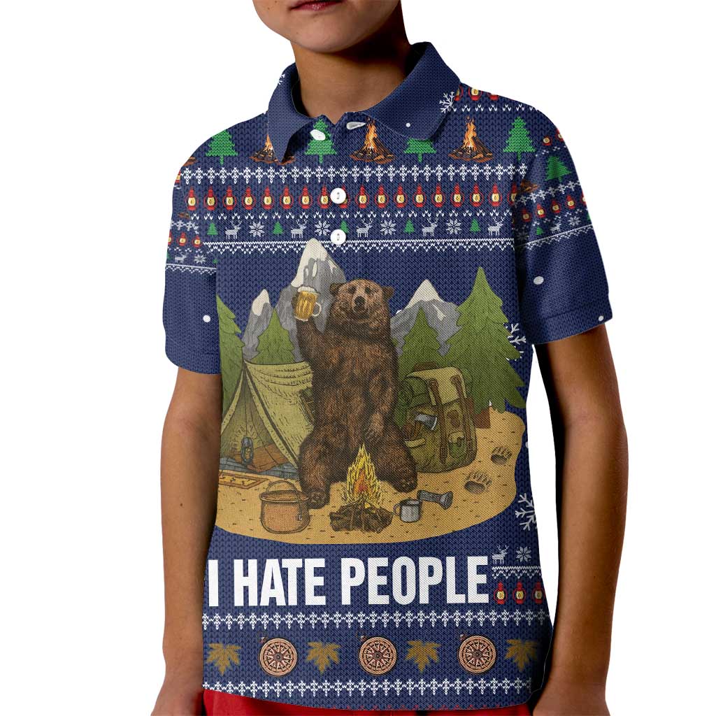 Camping I Hate People Christmas Kid Polo Shirt Xmas Holiday Patterns - Wonder Print Shop