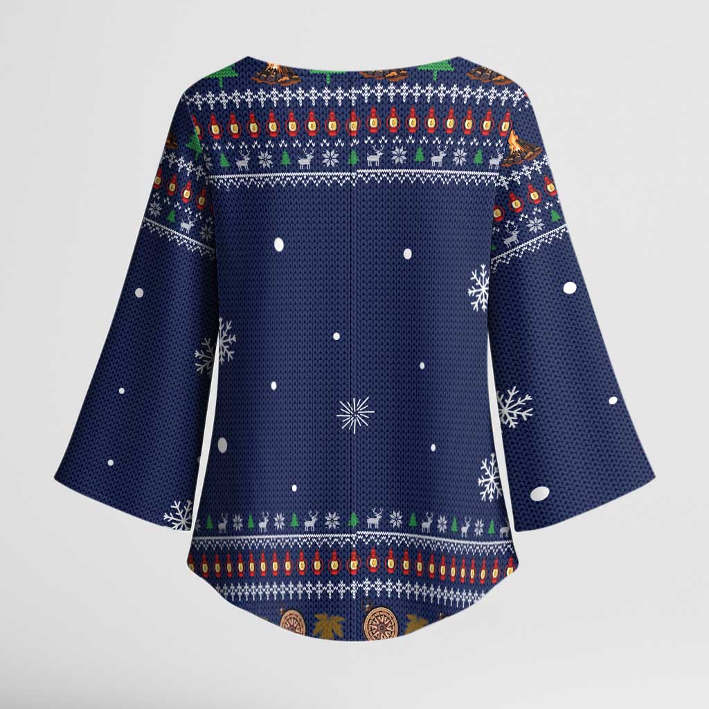 Camping I Hate People Christmas Kimono Sleeve Blouse Xmas Holiday Patterns - Wonder Print Shop