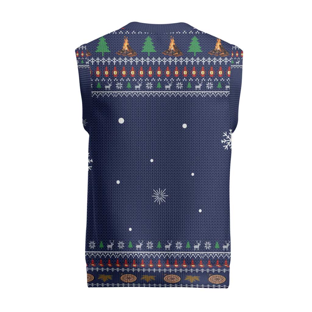 Camping I Hate People Christmas Knitted V-Neck Vest Xmas Holiday Patterns - Wonder Print Shop
