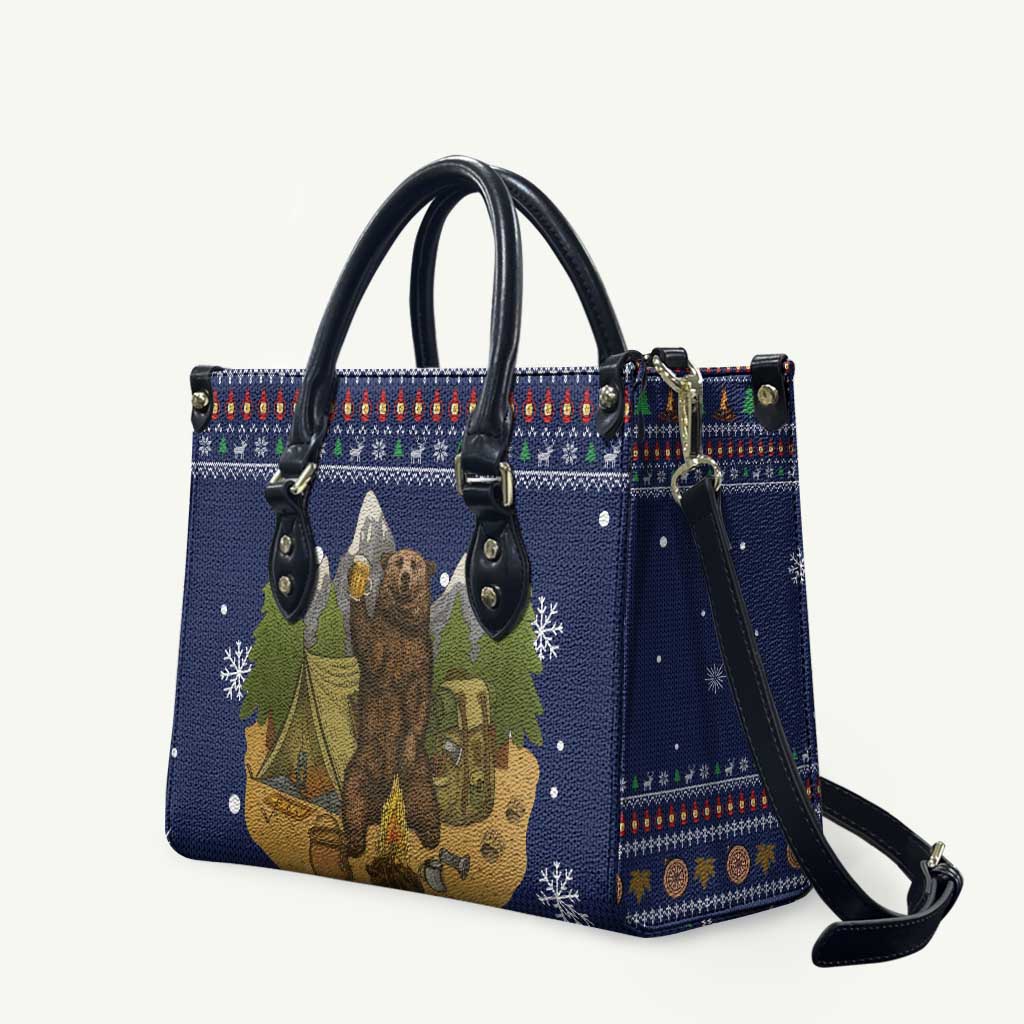 Camping I Hate People Christmas Leather Bag Xmas Holiday Patterns - Wonder Print Shop