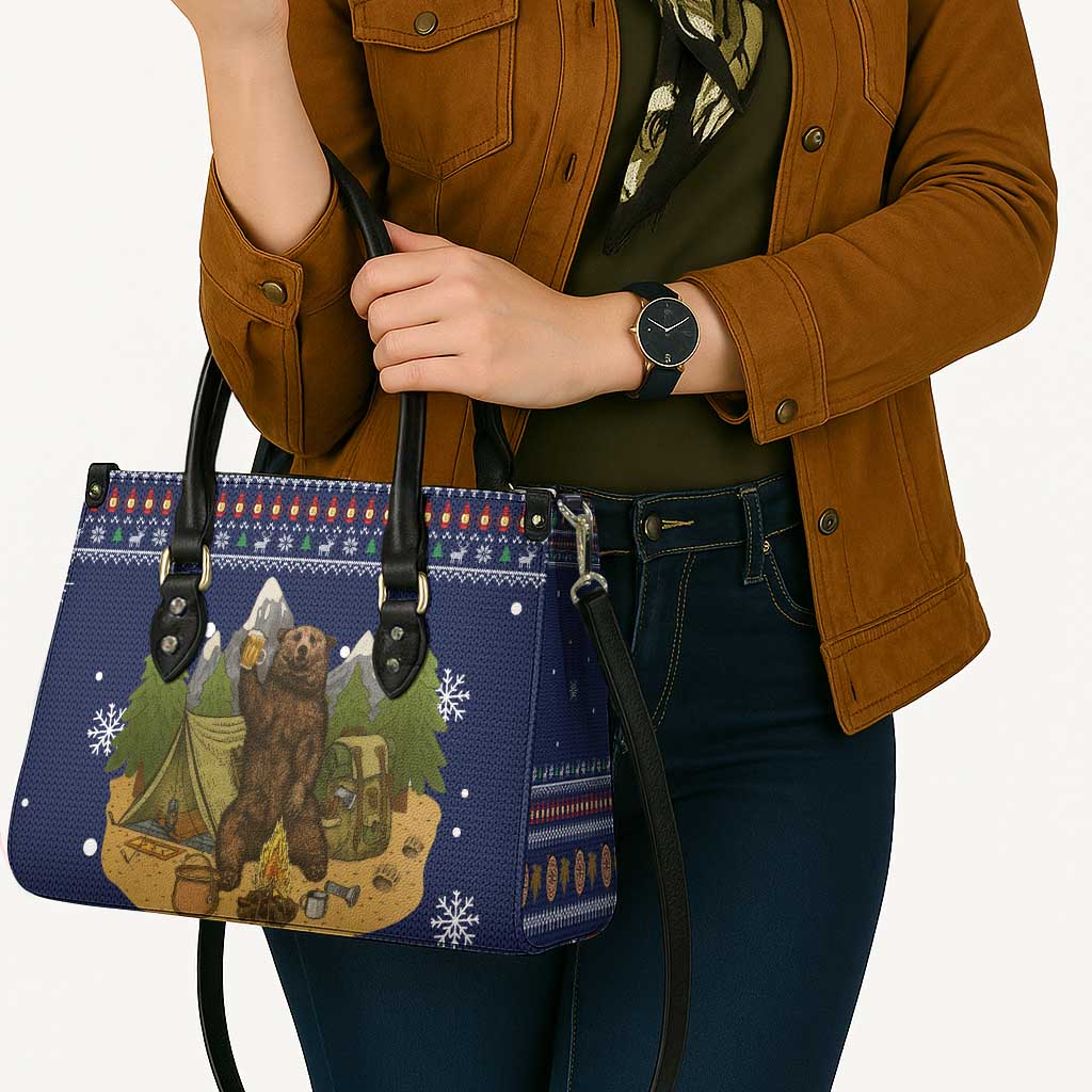 Camping I Hate People Christmas Leather Bag Xmas Holiday Patterns - Wonder Print Shop