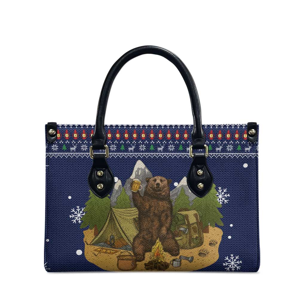 Camping I Hate People Christmas Leather Bag Xmas Holiday Patterns - Wonder Print Shop