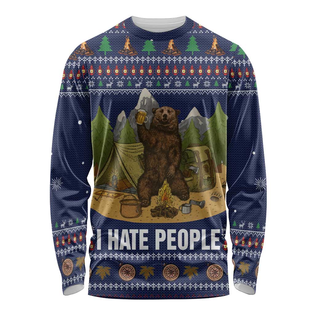 Camping I Hate People Christmas Long Sleeve Shirt Xmas Holiday Patterns - Wonder Print Shop