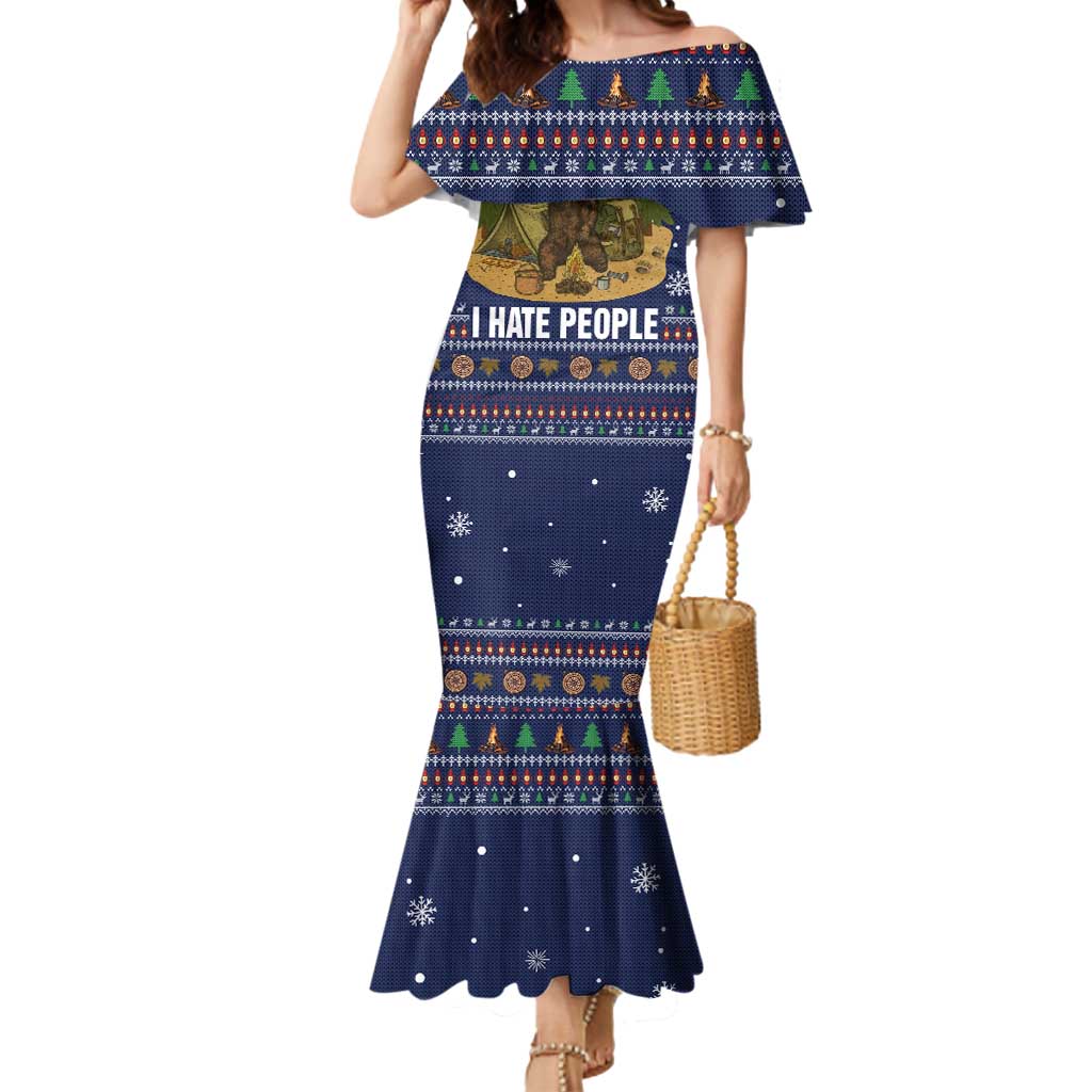 Camping I Hate People Christmas Mermaid Dress Xmas Holiday Patterns - Wonder Print Shop