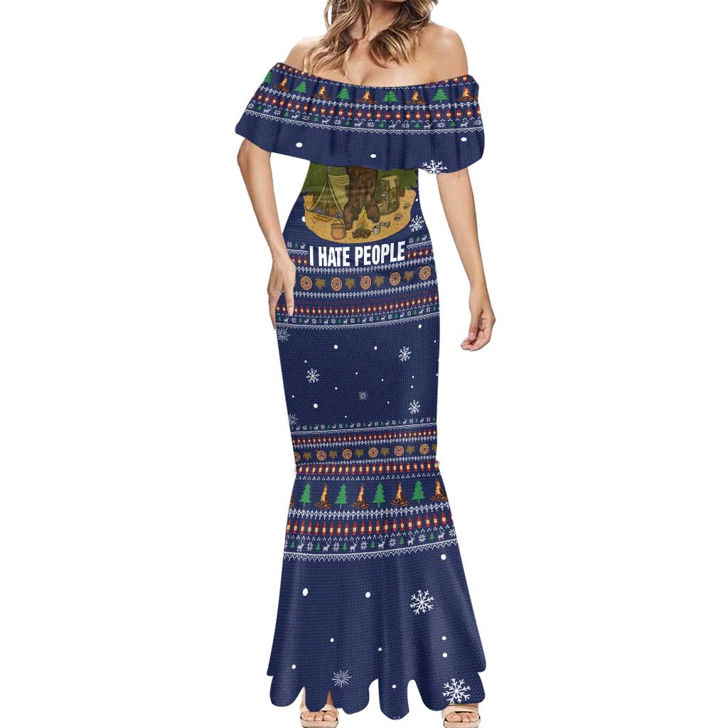 Camping I Hate People Christmas Mermaid Dress Xmas Holiday Patterns - Wonder Print Shop