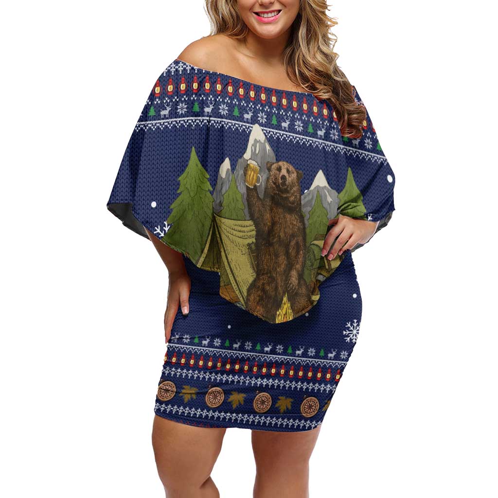 Camping I Hate People Christmas Off Shoulder Short Dress Xmas Holiday Patterns - Wonder Print Shop