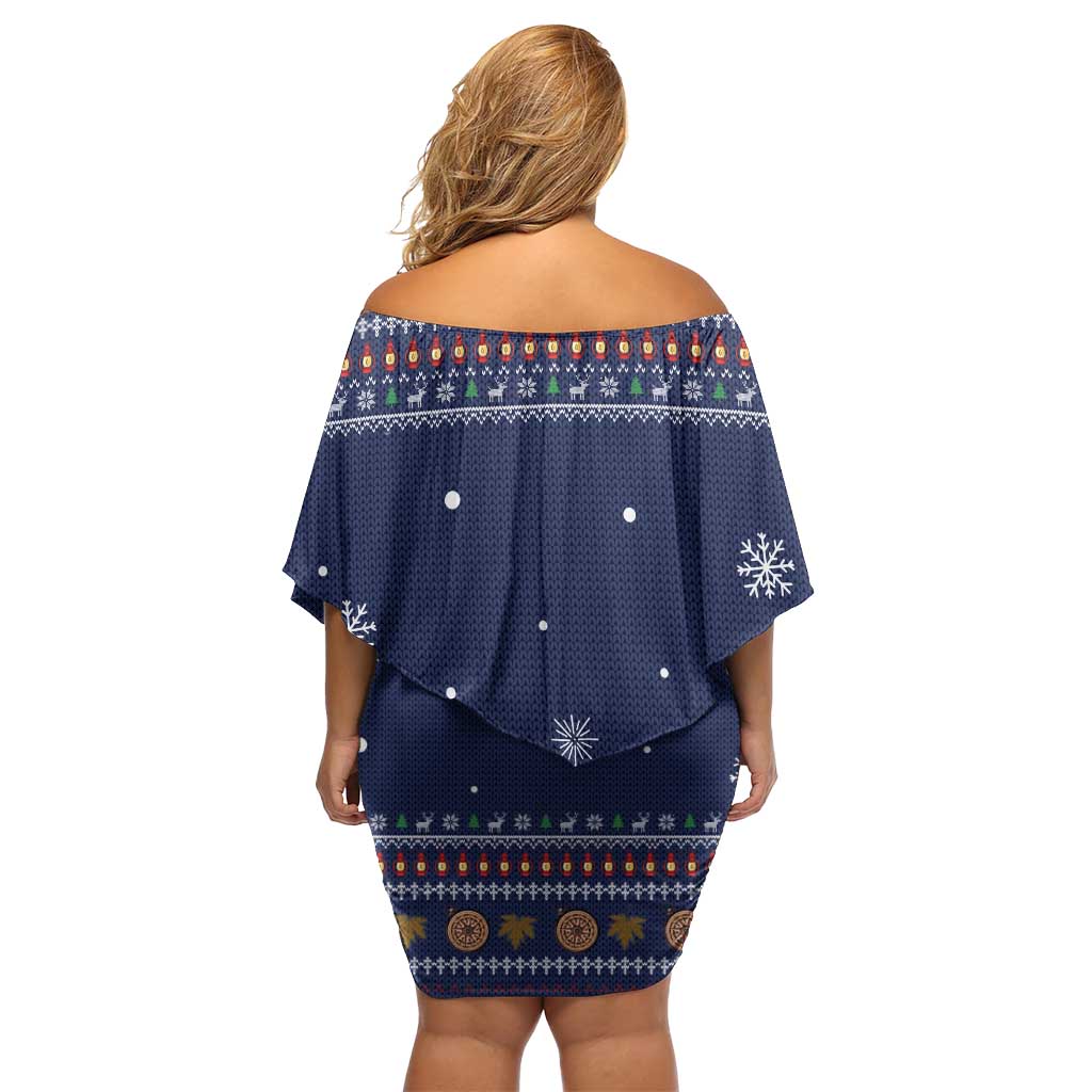 Camping I Hate People Christmas Off Shoulder Short Dress Xmas Holiday Patterns - Wonder Print Shop