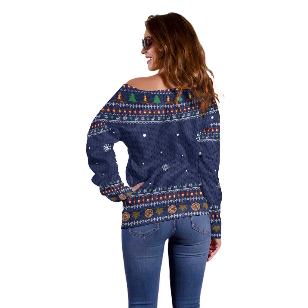 Camping I Hate People Christmas Off Shoulder Sweater Xmas Holiday Patterns - Wonder Print Shop