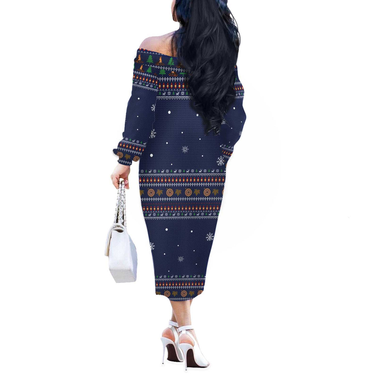 Camping I Hate People Christmas Off The Shoulder Long Sleeve Dress Xmas Holiday Patterns - Wonder Print Shop