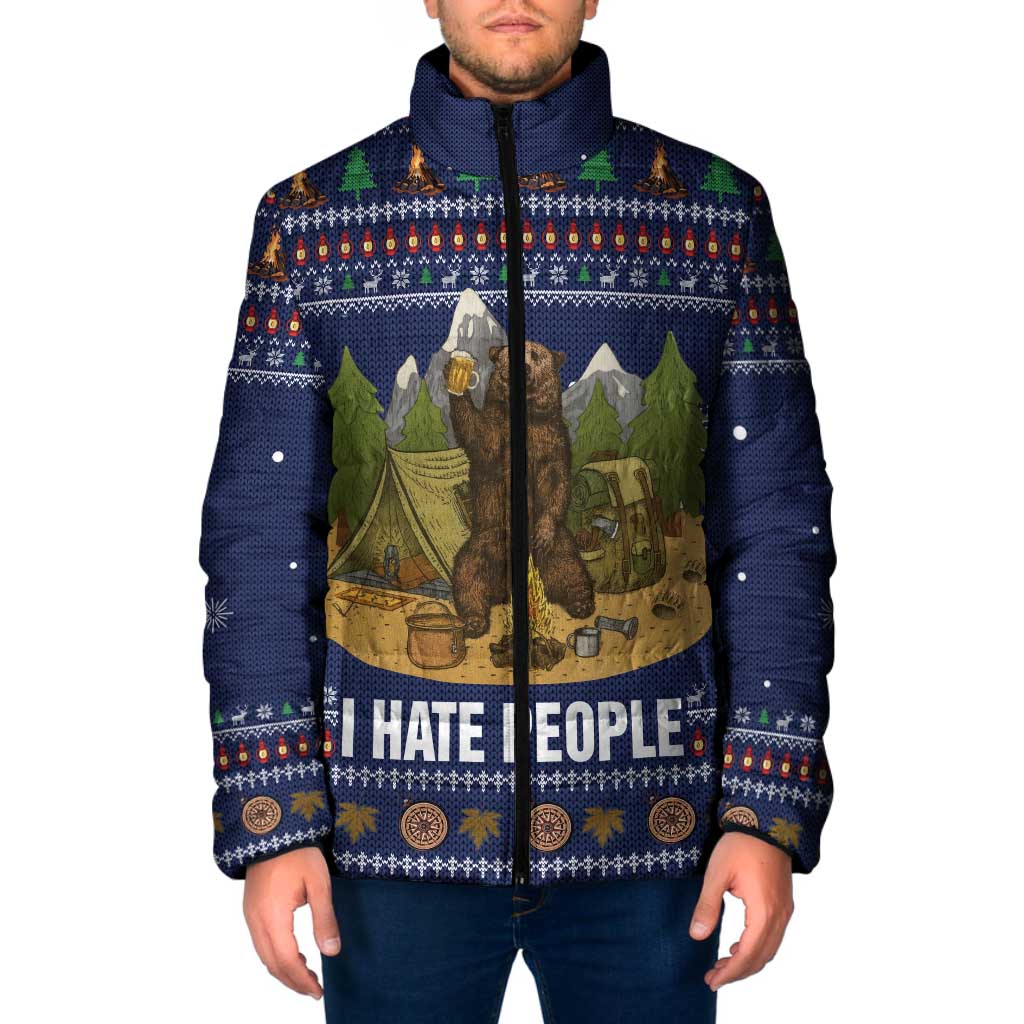 Camping I Hate People Christmas Padded Jacket Xmas Holiday Patterns - Wonder Print Shop