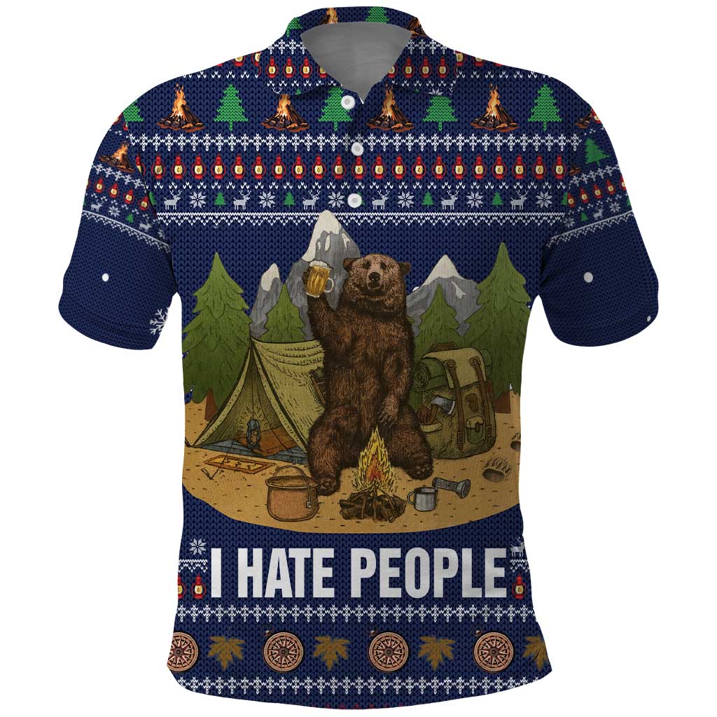 Camping I Hate People Christmas Polo Shirt Xmas Holiday Patterns - Wonder Print Shop