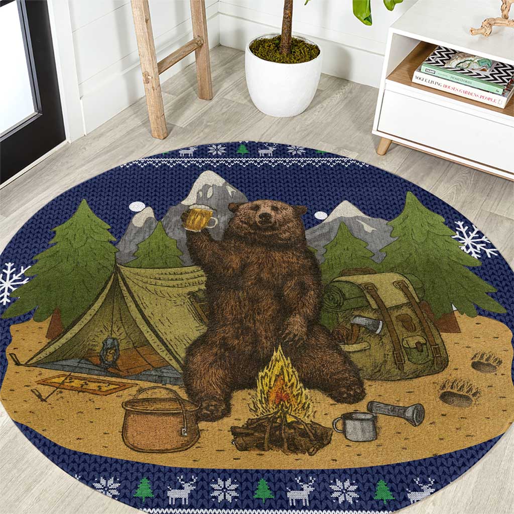 Camping I Hate People Christmas Round Carpet Xmas Holiday Patterns - Wonder Print Shop