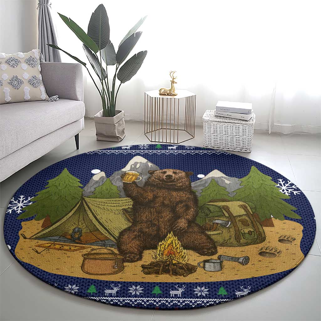 Camping I Hate People Christmas Round Carpet Xmas Holiday Patterns - Wonder Print Shop