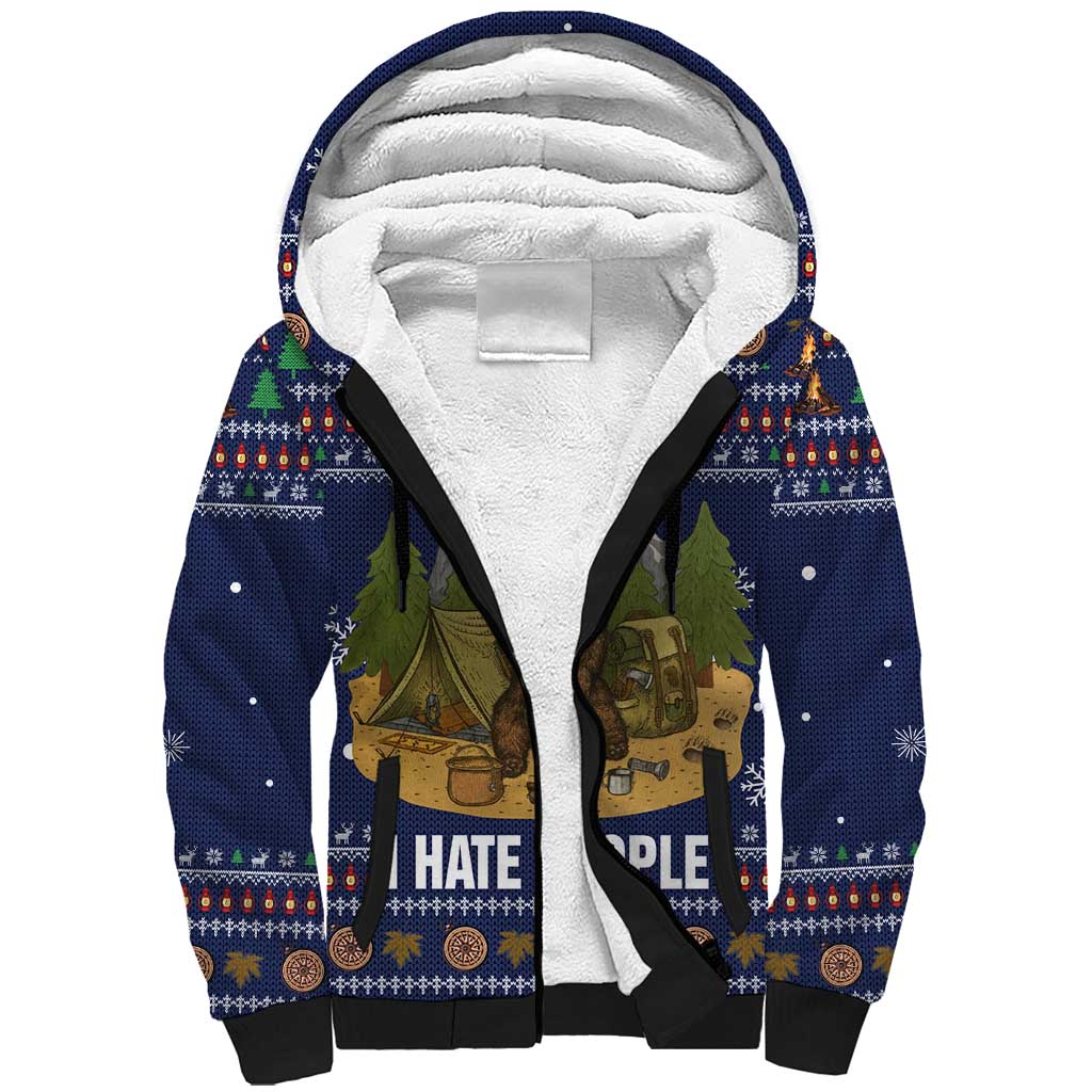 Camping I Hate People Christmas Sherpa Hoodie Xmas Holiday Patterns - Wonder Print Shop